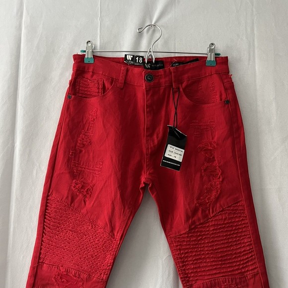Waimea Men's Tango Red Skinny Fit Jeans Junior W28x29 Distressed Jeans - Picture 3 of 13